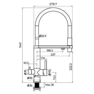 Смеситель для кухни с подключением фильтра Knotlor SS-15/GM, вороненая сталь